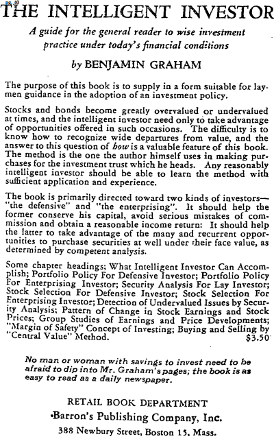 1941 Ad for the Intelligent Investor