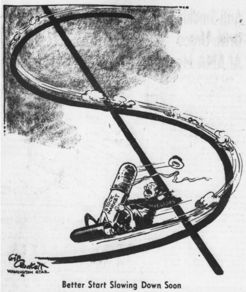 The stock market ticker with an investor slides down a dollar sign with the caption "Better Start Slowing Down Soon"