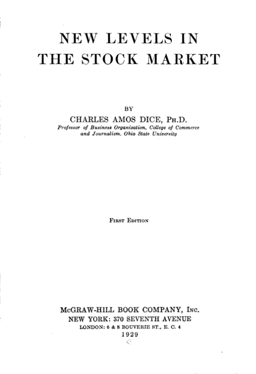 New Levels in the Stock Market book cover